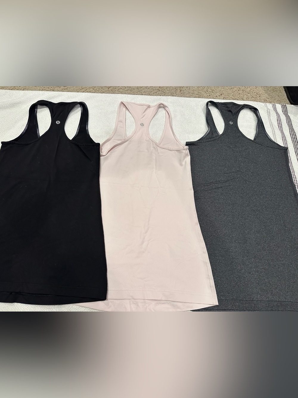 lululemon Women's Cool Racerback Tank Top Bundle - Black, Light Pink, Dark Gray